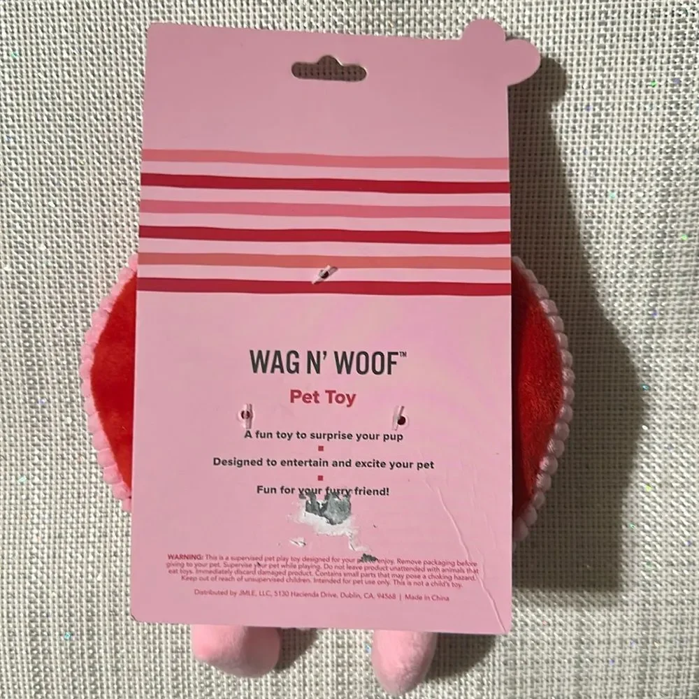 WAG N’ WOOF Valentine’s Day Plush XOXO Heart with a spike ball Squeaky Dog Toy